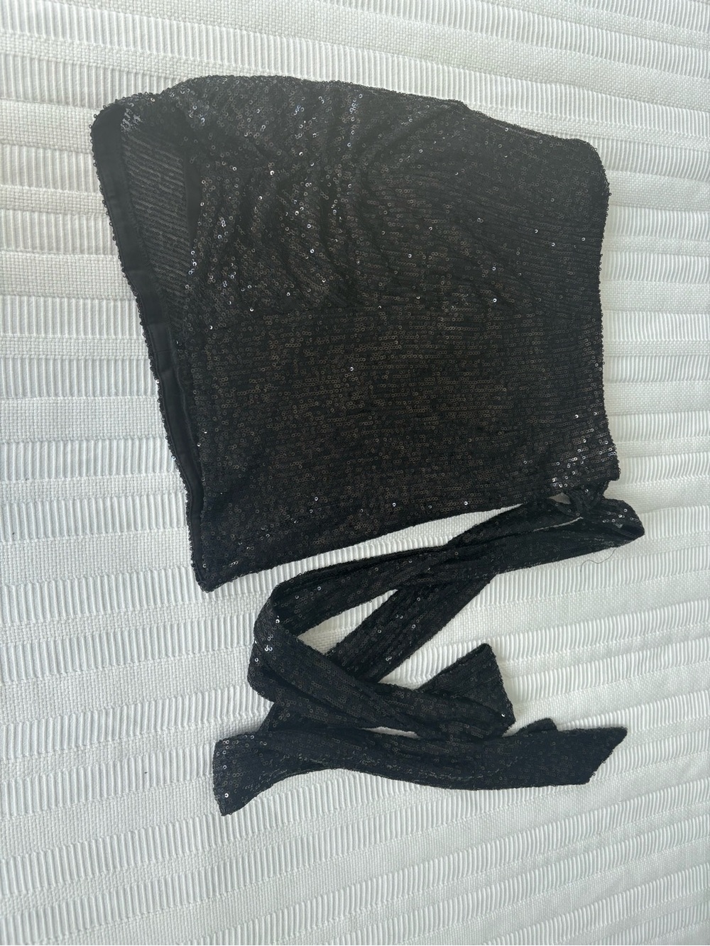 Black Sequin Strapless Wrap Mini Skirt with side tie